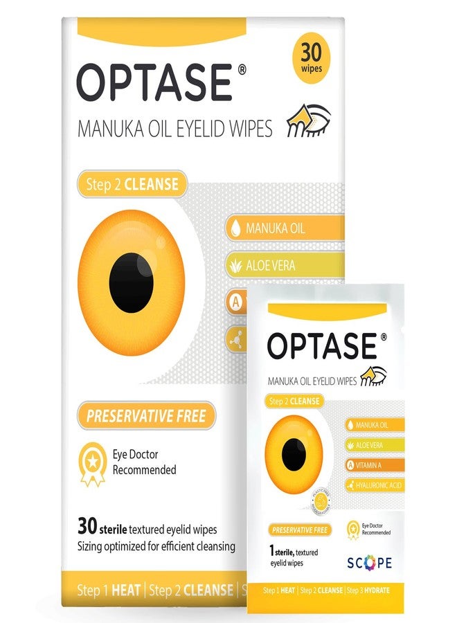 OPTASE Manuka Oil Eyelid Wipes, 30 Count – Eyelid Cleansing Wipes with Natural Manuka Oil – Preservative-Free Formula for Daily Hygiene and Eye Lid Comfort - Doctor Recommended Eye Lid Cleaning - Image 1